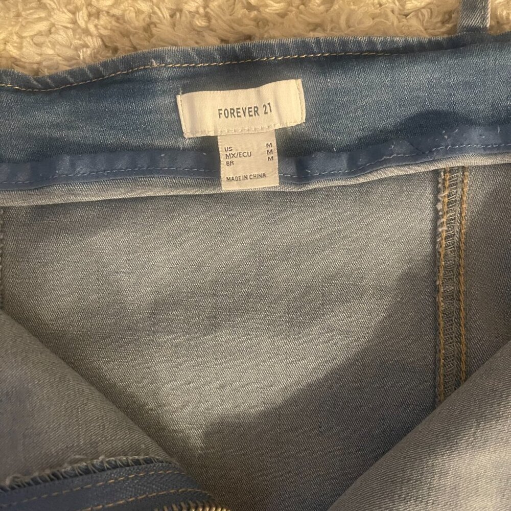 Forever 21 Denim Zip Front Bodycon Mini Dress (M) | NWOT - Picture 6 of 10
